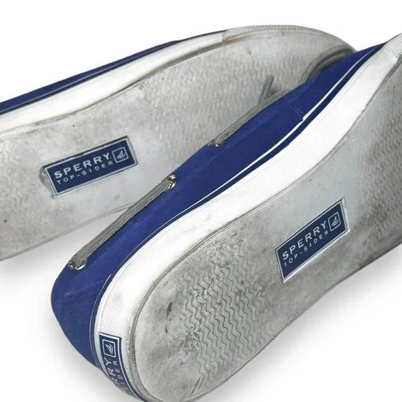 SPERRY TOP WOMENS SHOES SIZE 8 PREPPY VARSITY BLUE CANVAS FLAT TOP SIDER SNEAKER - Picture 8 of 8